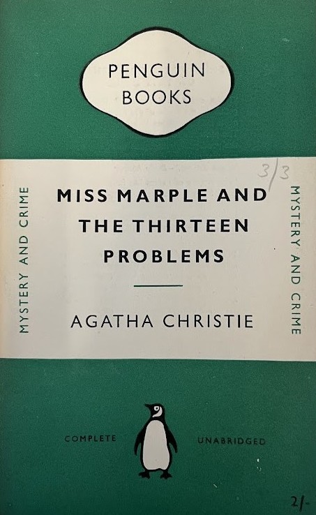 Penguin paperback cover of Miss Marple and the thirteen problems