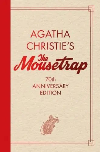 70th anniversary edition of The Mousetrap with red spine and writing on a cream coloured background. There is a red mouse at the bottom that looks like a fingerprint.